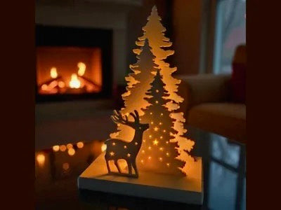 3D Printed Christmas Tree & Reindeer LED Décor