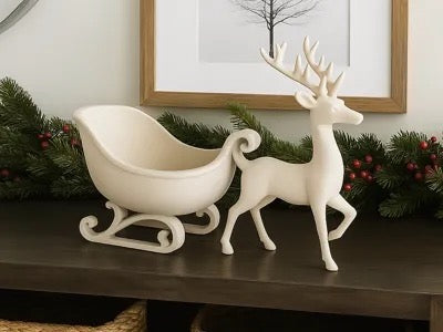 Elegant Reindeer & Sleigh Christmas Decor
